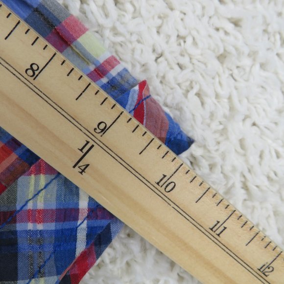 J. Campbell* Men's Short Sleeve Button Down Curved Hem‎ Plaid Shirt~ Size Medium - Picture 12 of 13